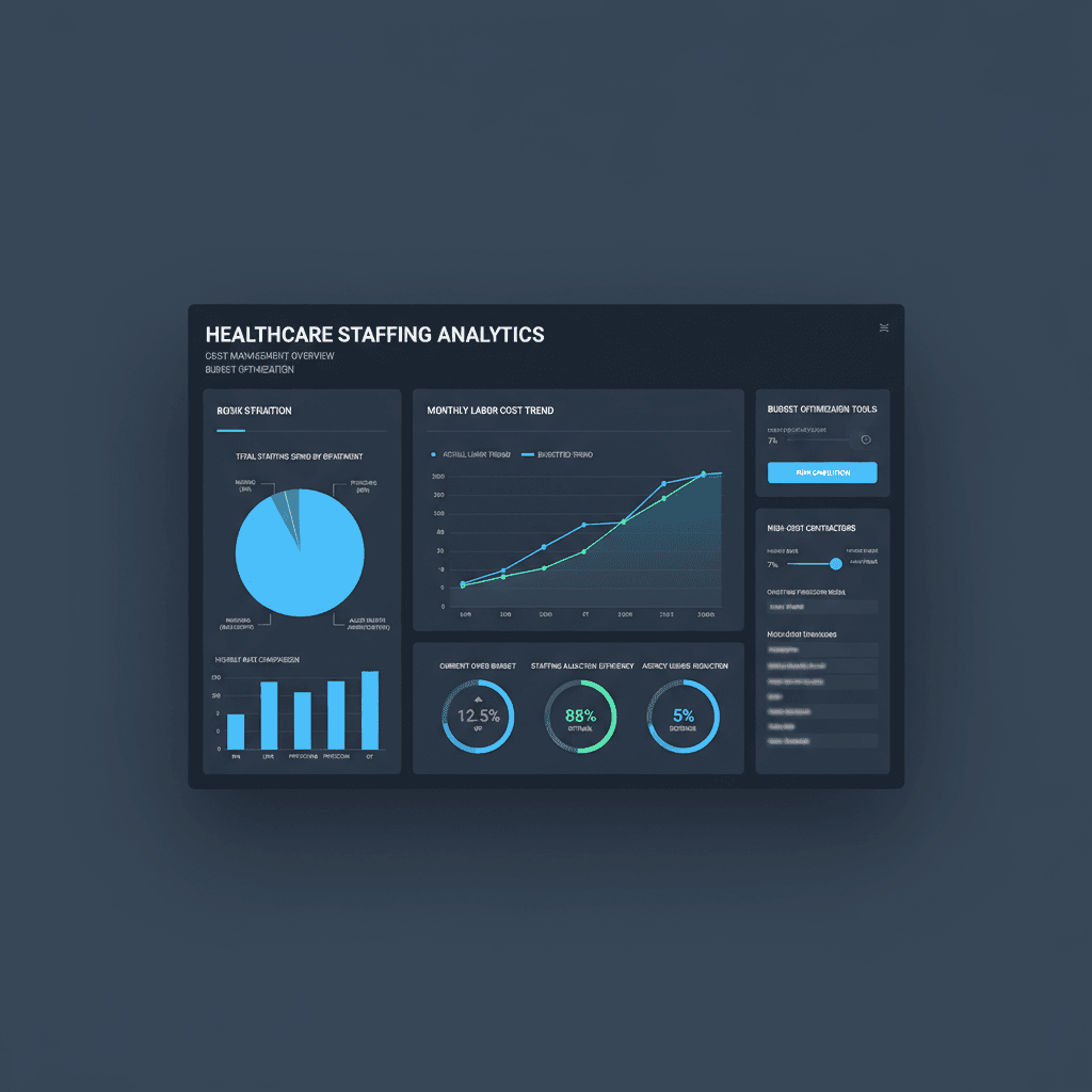 Healthcare staffing cost management dashboard with analytics and metrics